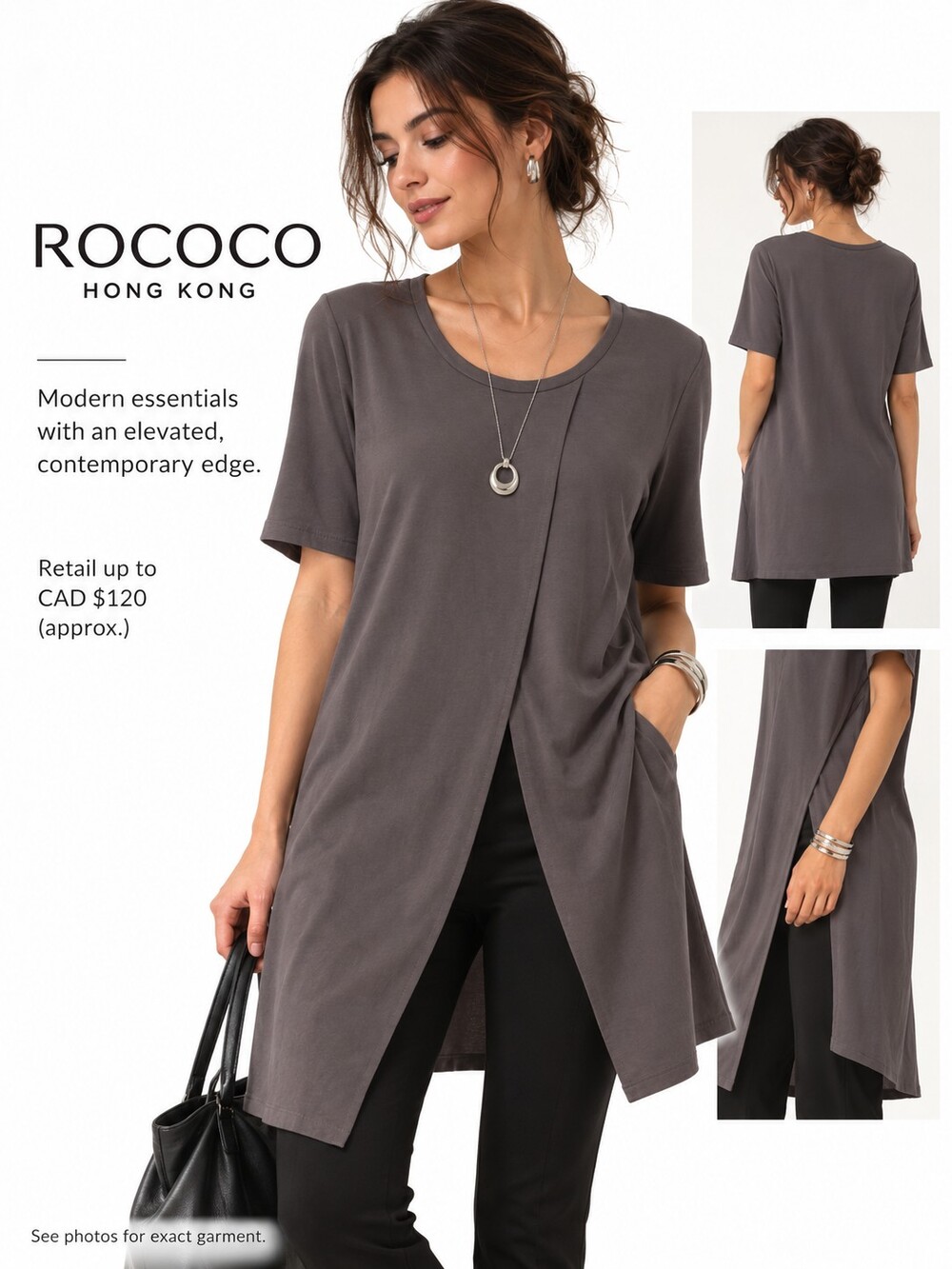 ROCOCO Short Sleeve Top in Purple Size Medium